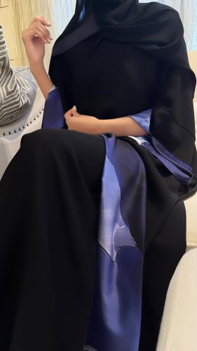 Black Bisht Lined In Black Blue Print