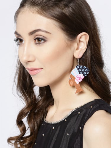 Printed Lady-Shaped Drop Earrings