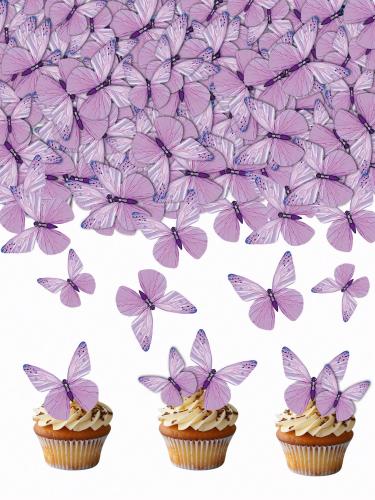 فراشات تزيين ورق ويفر لون موف