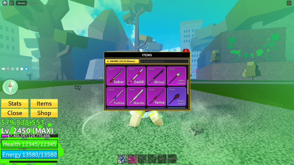 Blox Fruit, Lv:2450Max, Shark V3, Light AWAKEN, CDK