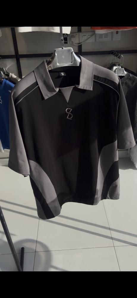 تيشيرت بولو اسود رمادي