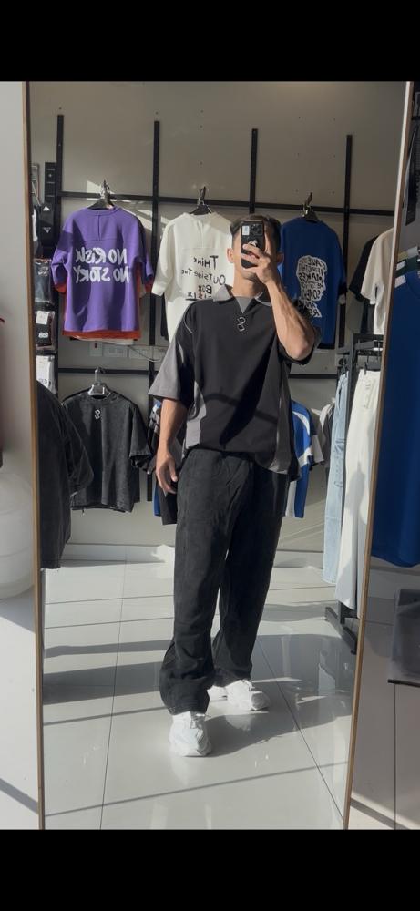 تيشيرت بولو اسود رمادي