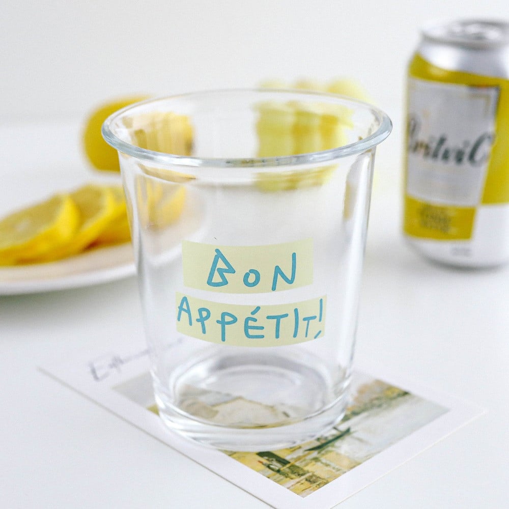 كوب قهوة باردة زجاج أكواب قزاز فرنسا لغة بونا بتيت Bon Appétit لاتيه