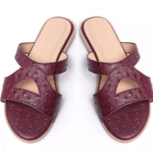 Flat sandals | Burgandy ostrich