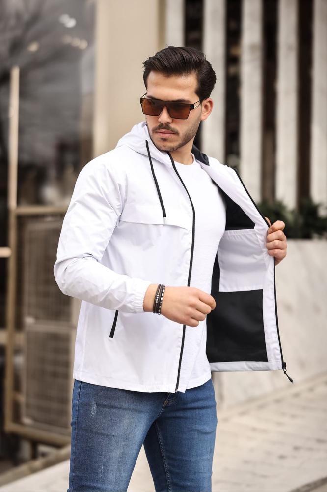 معطف رجالي أبيض مقاوم للماء مبطن Zafoni تركي أصلي