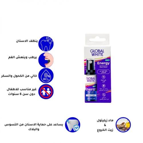 بخاخ جلوبال وايت - نكهة القرفة المنعشة، عطر فمك وو...