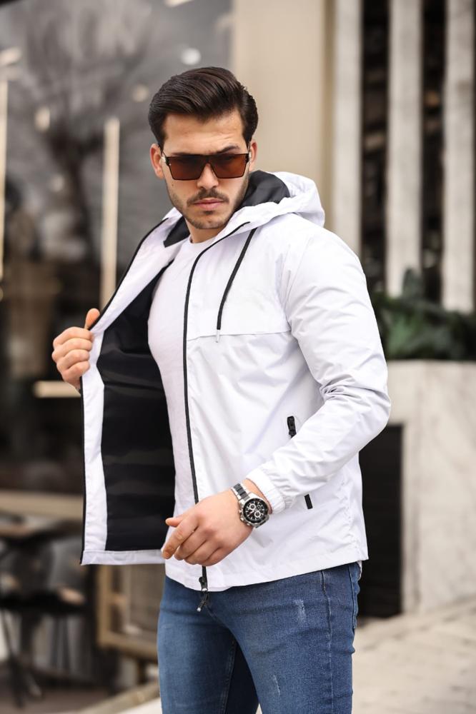 معطف رجالي أبيض مقاوم للماء مبطن Zafoni تركي أصلي