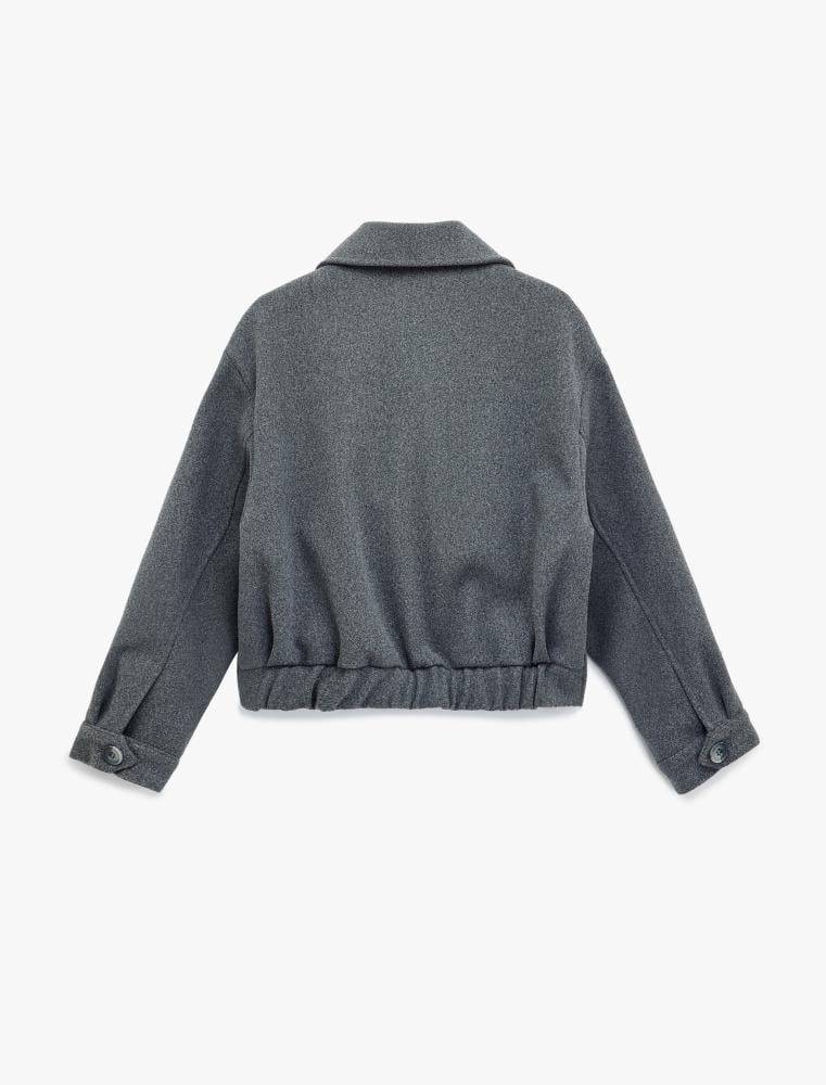 سترة نسائية رمادية قصيرة بتصميم مزدوج الصدر Koton تركي أصلي