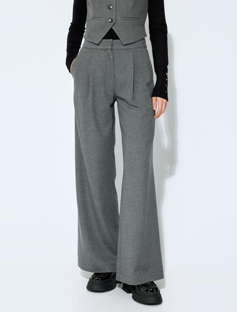 بنطلون بدلة رمادي واسع الساق رسمي ناعم الملمس Koton تركي أصلي