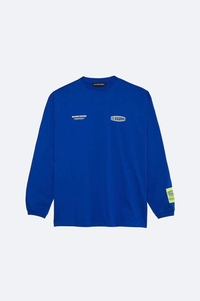 تيشيرت رجالي ازرق اوفر سايز طويل الاكمام بتصميم عصري من ليس بنجامينز ت