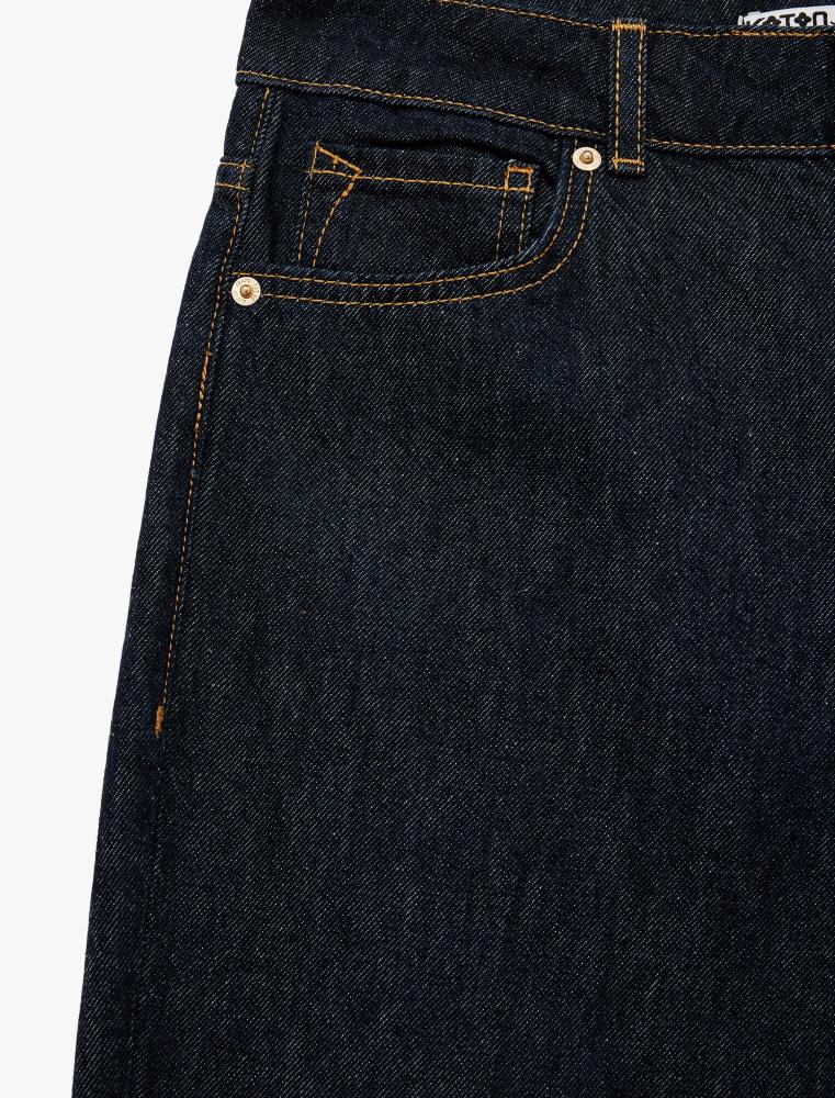 جينز نسائي نيلي غامق بقصة مستقيمة وخصر عادي Koton تركي أصلي