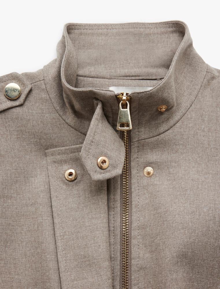 سترة نسائية فيزون قاذفة بأكمام طويلة ورقبة عالية وسحاب أمامي Koton ترك