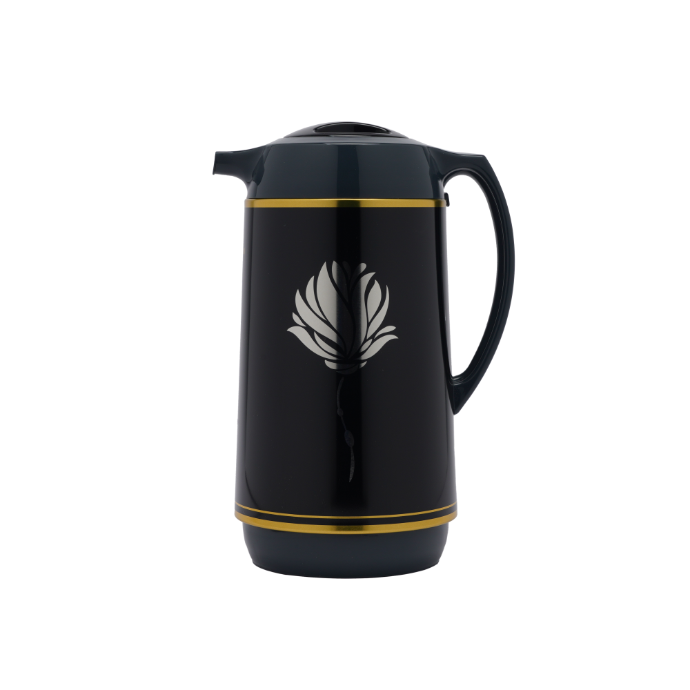 ترمس شاى بتصميم مميز باللون الأسود بسعة 1 لتر
