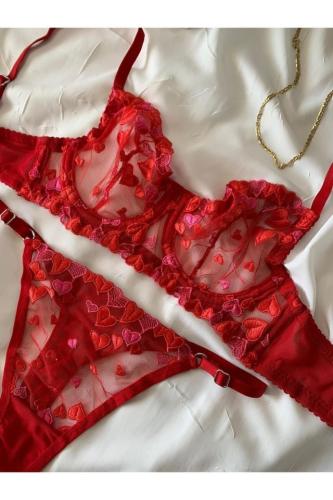 طقم حمالة صدر أحمر من Rozenin LINGERIE - أصلي