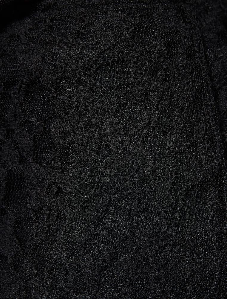 تنورة دانتيل سوداء متوسطة الطول بتفاصيل درزات راقية Koton تركي أصلي