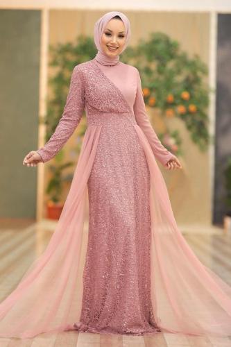 فستان سهرة نسائي روز بتطريز من neva-style - أصلي