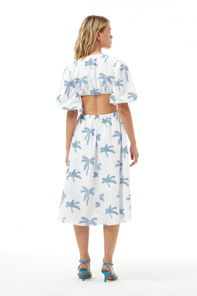 فستان نسائي ابيض باكمام البالون من QUZU