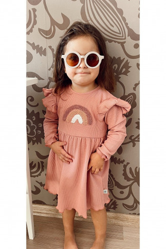 فستان قوس قزح عضوي وردي LuxuryBaby