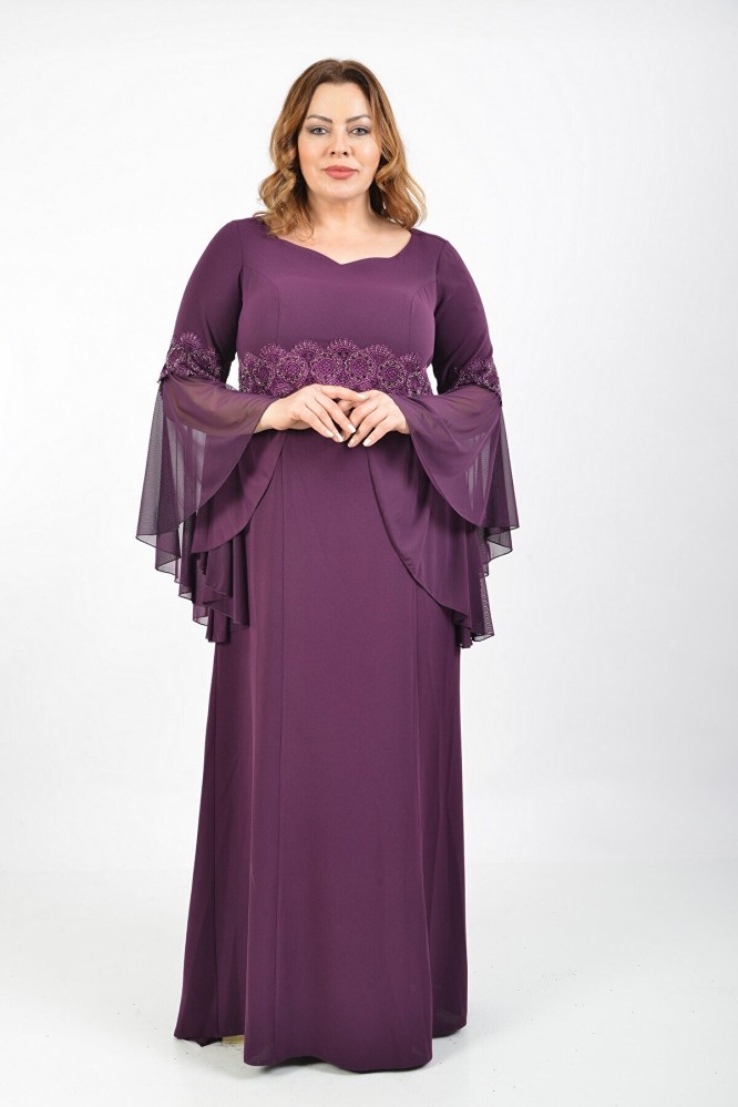 فستان سهرة نسائي بنفسجي طويل من  Lilas-xxl - أصلي