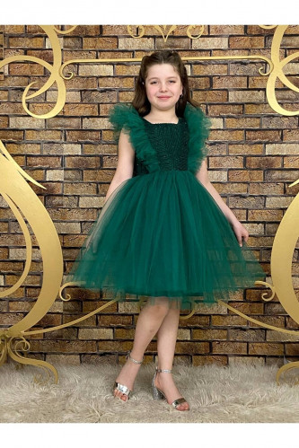 فستان بناتي أخضر بدون اكمام من Pumpido- أصلي