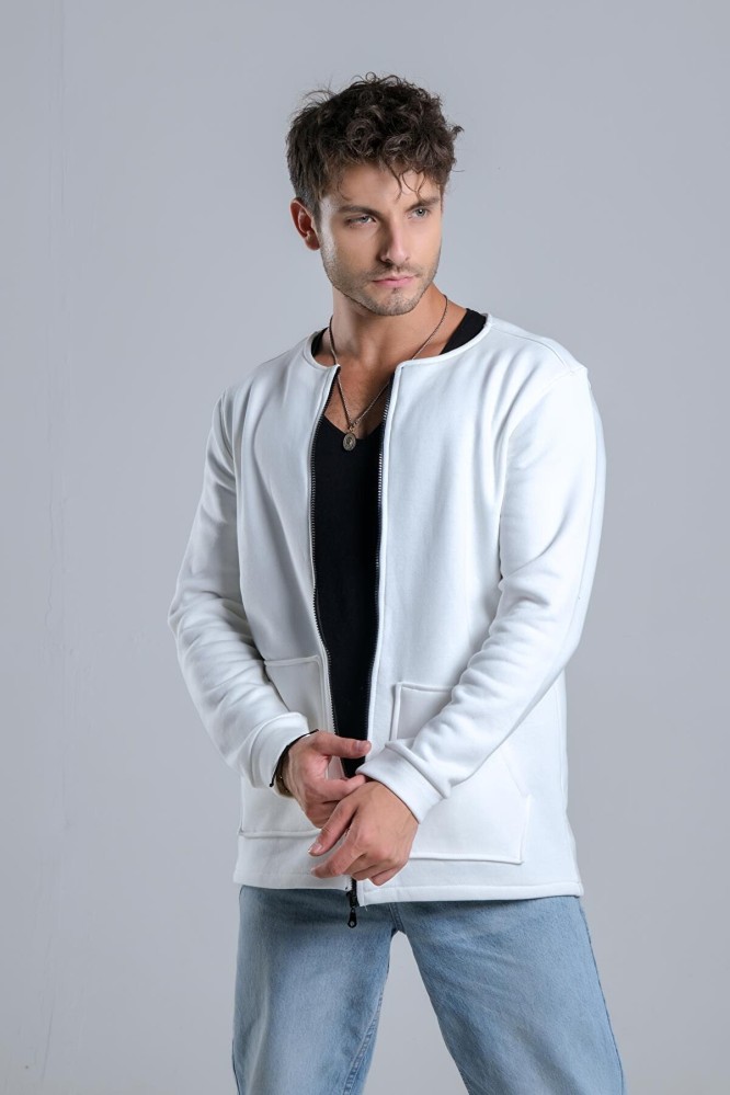 سويتشيرت رجالي أبيض بسحاب من bytrend- أصلي