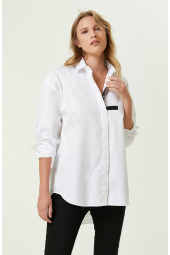 قميص أبيض بقصة واسعة Trendyol Modest