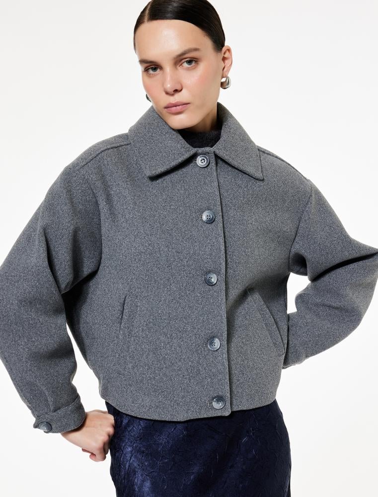 سترة نسائية قصيرة رمادية بإطلالة أنيقة وعصرية - Koton - تركي أصلي