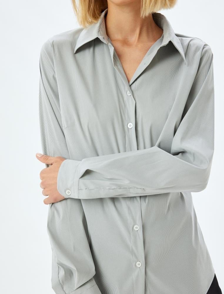 قميص نسائي أبيض كلاسيكي بأكمام طويلة وياقة رسمية Koton تركي أصلي