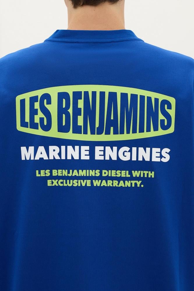 تيشيرت رجالي ازرق اوفر سايز طويل الاكمام بتصميم عصري من ليس بنجامينز ت