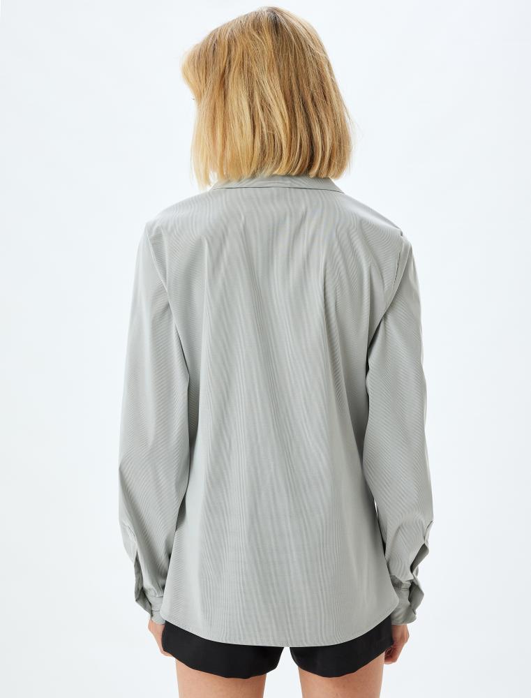 قميص نسائي أبيض كلاسيكي بأكمام طويلة وياقة رسمية Koton تركي أصلي