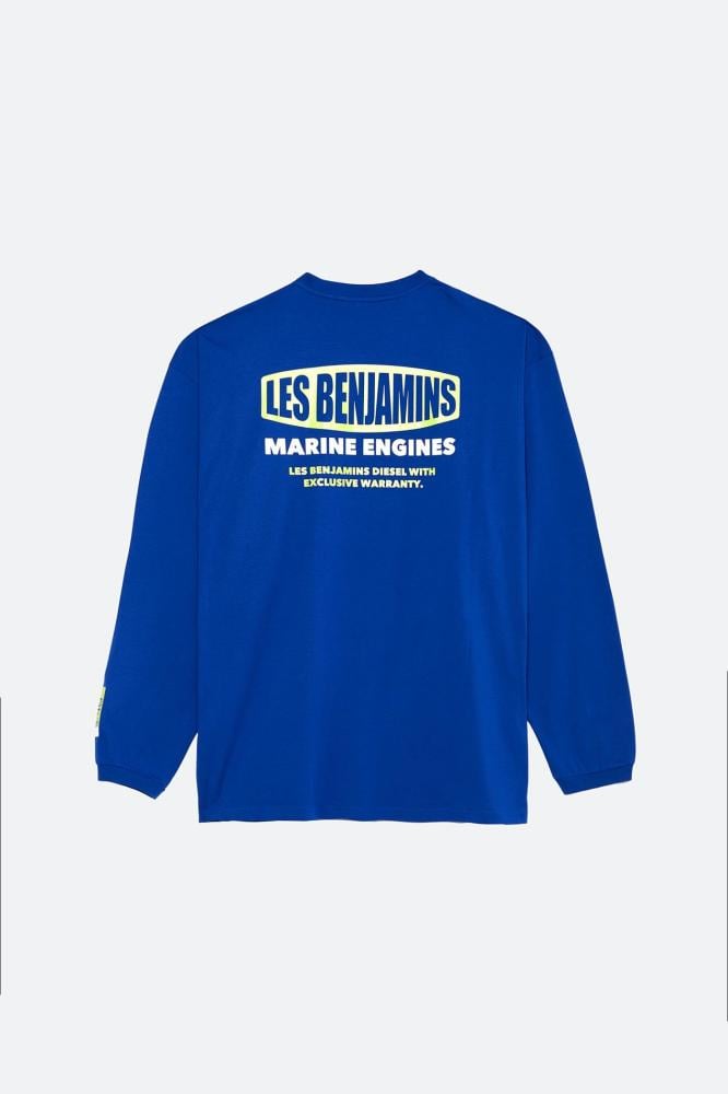 تيشيرت رجالي ازرق اوفر سايز طويل الاكمام بتصميم عصري من ليس بنجامينز ت