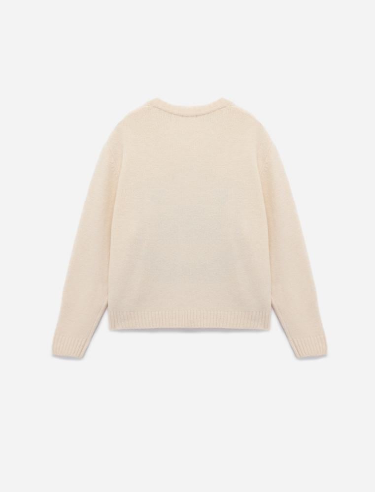 سترة محبوكة بيج أكريليك برقبة مطرزة دب Koton تركي أصلي