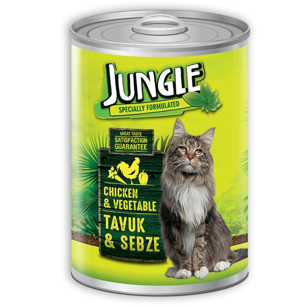 معلبات قطط مع لحم الدجاج والخضار 415 جرام , 2 حبة  - JUNGLE