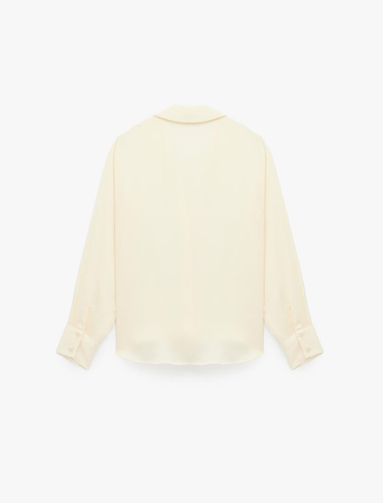 قميص نسائي ساتان بيج فاتح ناعم بلمعة خفيفة Koton تركي أصلي