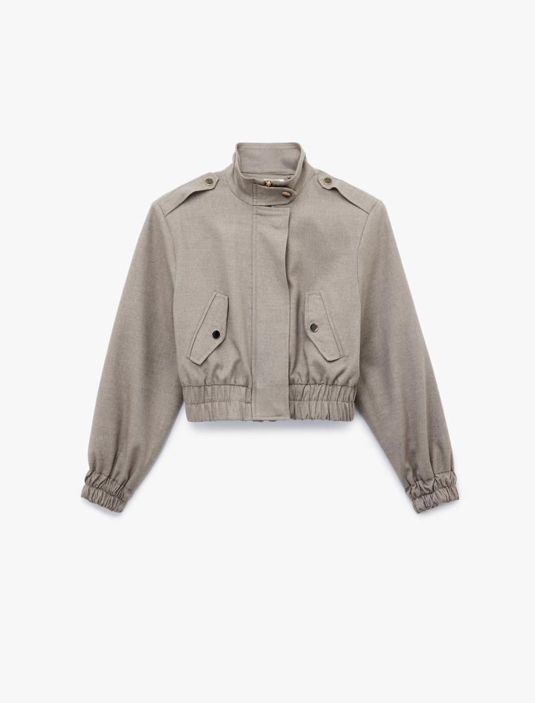 سترة نسائية فيزون قاذفة بأكمام طويلة ورقبة عالية وسحاب أمامي Koton ترك