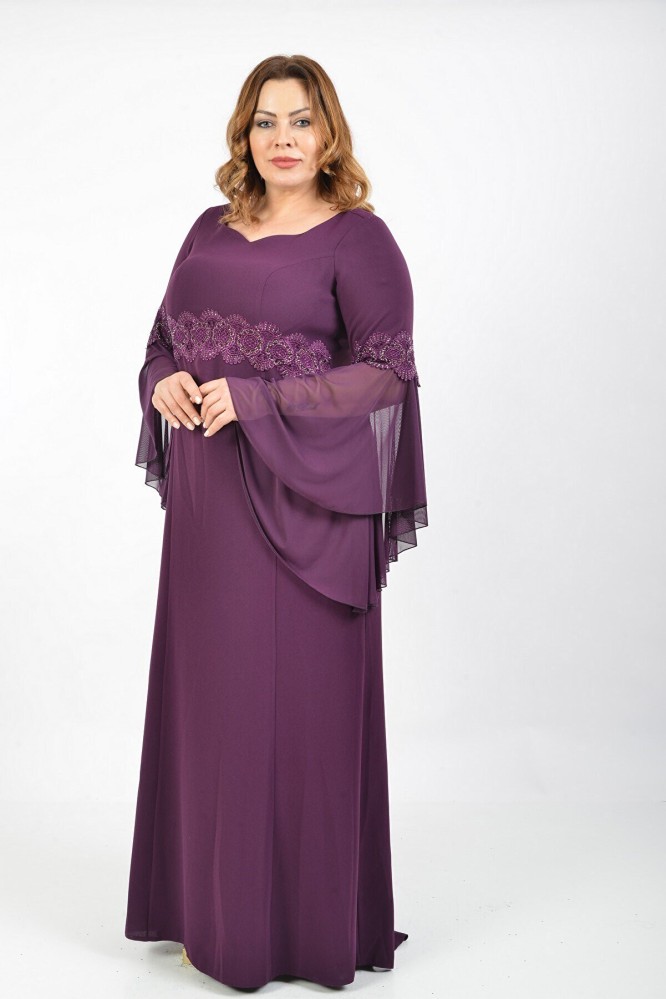 فستان سهرة نسائي بنفسجي طويل من  Lilas-xxl - أصلي
