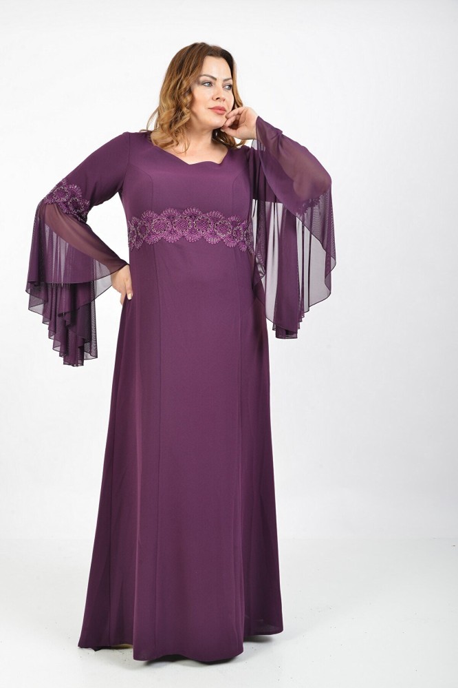 فستان سهرة نسائي بنفسجي طويل من  Lilas-xxl - أصلي