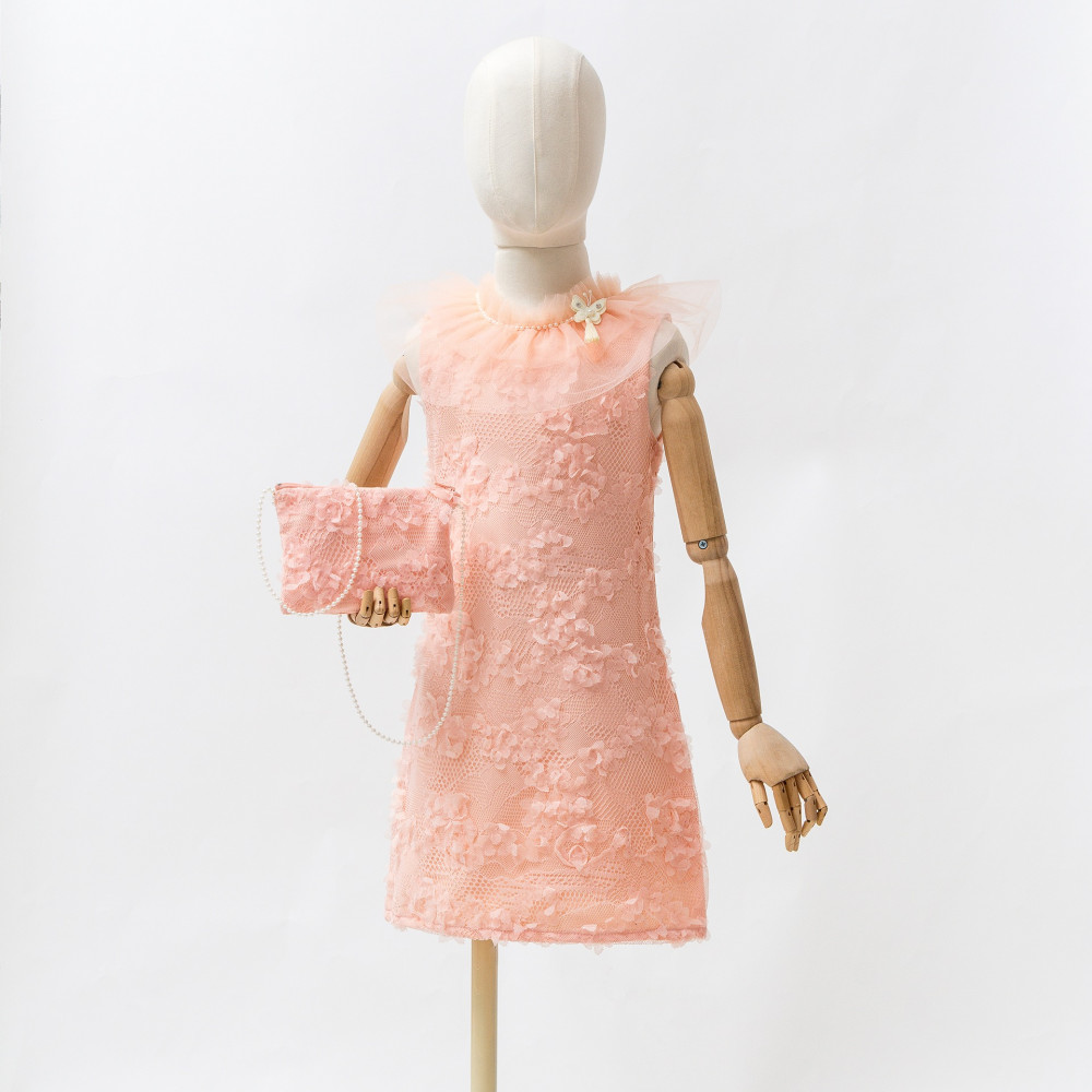 فستان خربزي + حقيبة