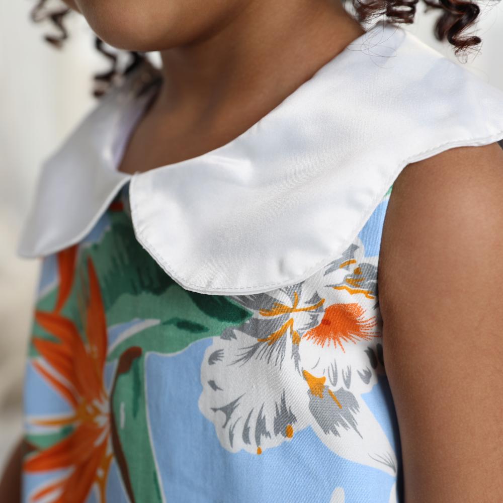 Flowered Blue Dress