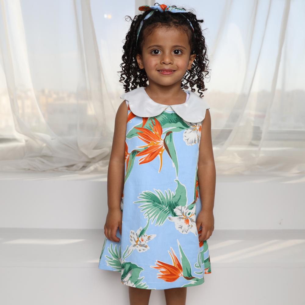 Flowered Blue Dress