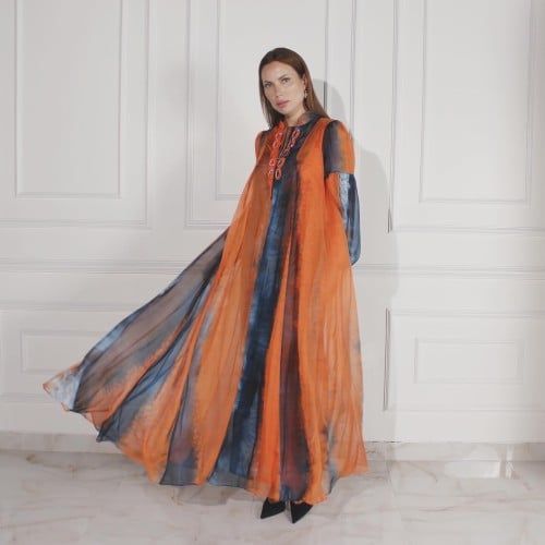 BiColored Dress in orange and blue