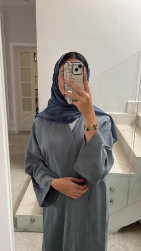 عباية حرير مغسول ازرق