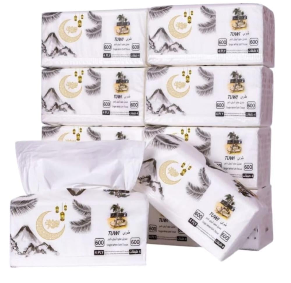 مناديل طوي 600 | 40 علبة | 24,000 منديل | 4 طبقات | TW600-40