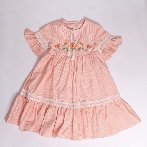 ORANGE STRIPES COTTON DRESS