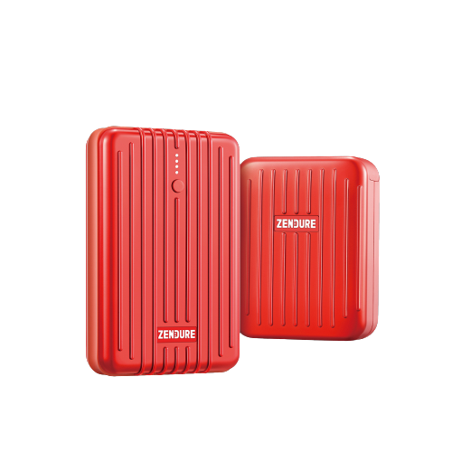 بكج باور بانك من زندور + شاحن جداري بقوة 30 واط - احمر