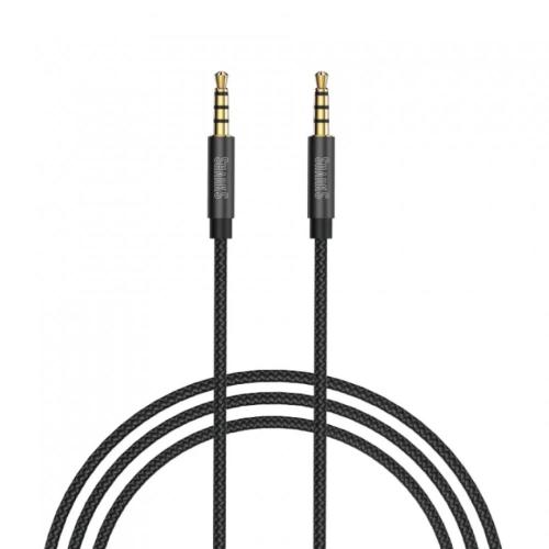 كيبل AUX 3.5mm من SHARKS – كابل صوت قماشي مقاوم للقطع بطول 1.2 متر – جودة عالية لتوصيل السماعات والأجهزة الصوتية