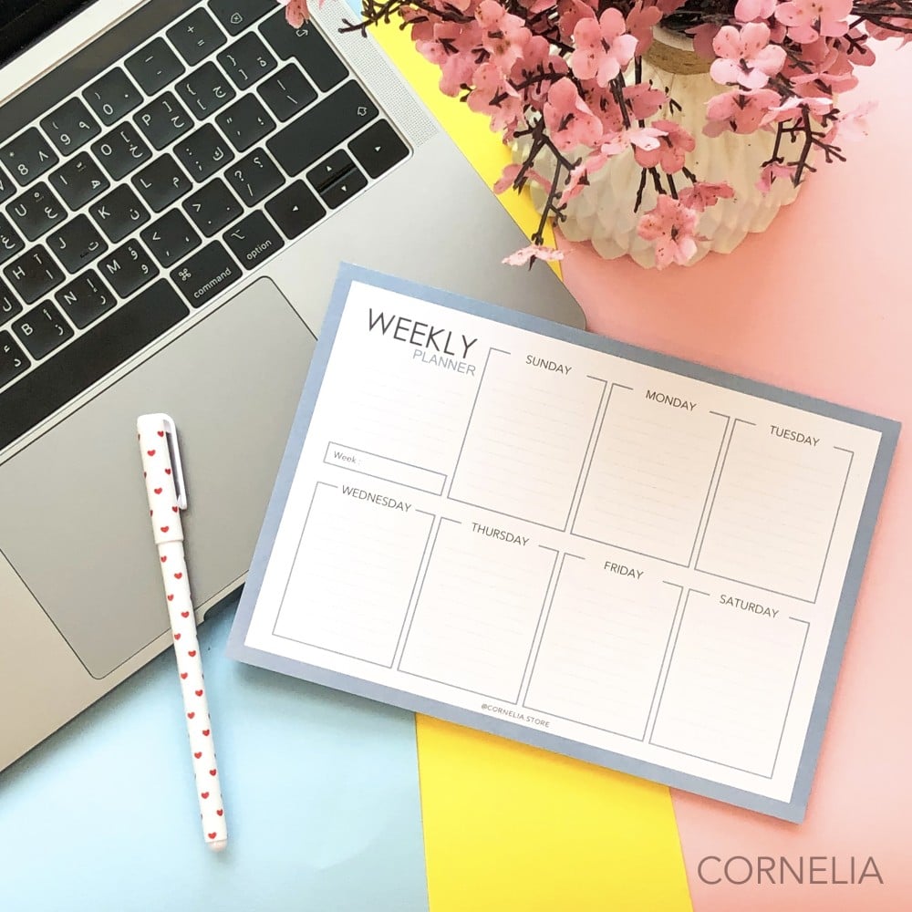 تقويم أسبوعي منظم أجندة غير مؤرخ  -Weekly Planner -Blue