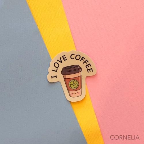 داي كت ستيكر - l Love Coffee -