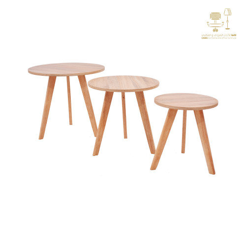 من كاماC-707wood طقم طاولة خدمة خشب لون خشبي دائري ثلاثي