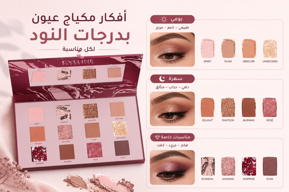 أفكار مكياج عيون بدرجات النود لكل مناسبة (يومي - سهرة - مناسبات خاصة)